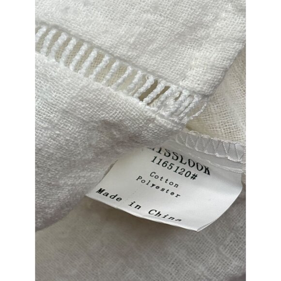 Misslook Womens White Peasant Tunic Top 3XL Tassels Semi Sheer Retro Romantic - Picture 6 of 7